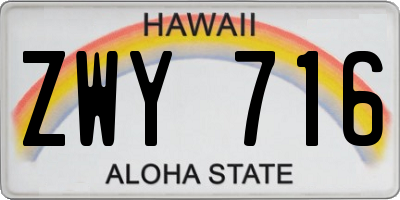 HI license plate ZWY716