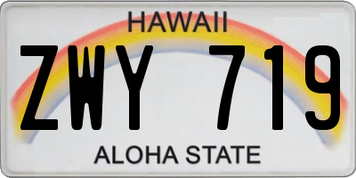 HI license plate ZWY719