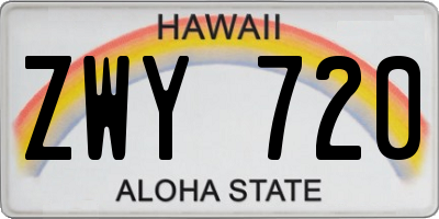 HI license plate ZWY720