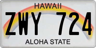 HI license plate ZWY724