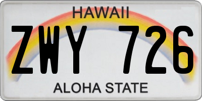 HI license plate ZWY726