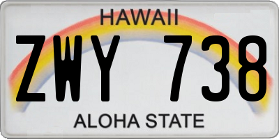 HI license plate ZWY738