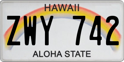 HI license plate ZWY742