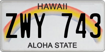 HI license plate ZWY743
