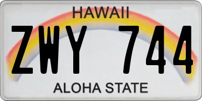HI license plate ZWY744