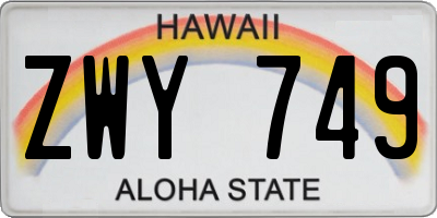 HI license plate ZWY749