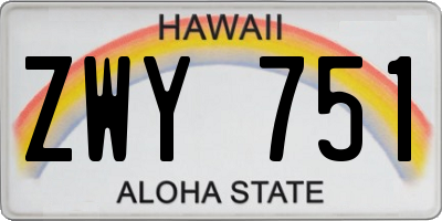 HI license plate ZWY751