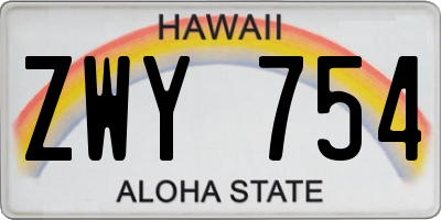 HI license plate ZWY754