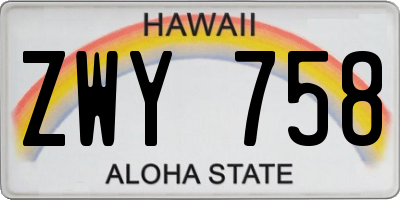 HI license plate ZWY758