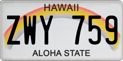 HI license plate ZWY759