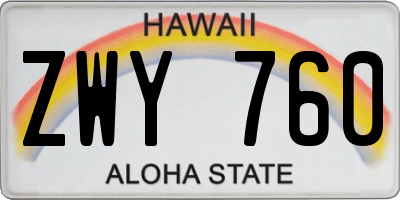 HI license plate ZWY760
