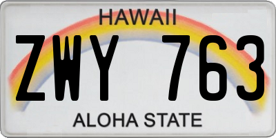 HI license plate ZWY763