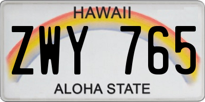 HI license plate ZWY765