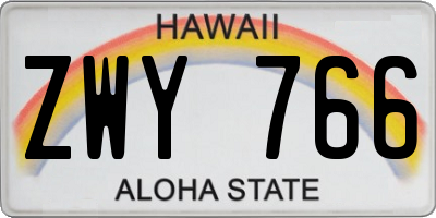 HI license plate ZWY766
