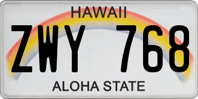 HI license plate ZWY768
