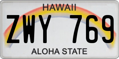 HI license plate ZWY769