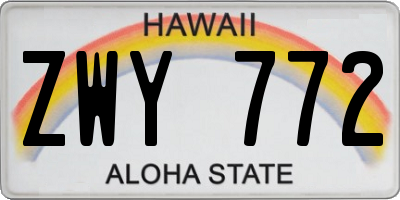 HI license plate ZWY772