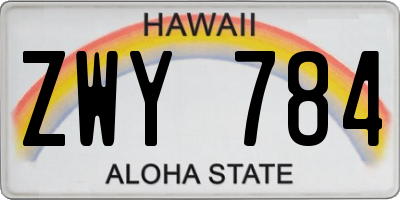 HI license plate ZWY784