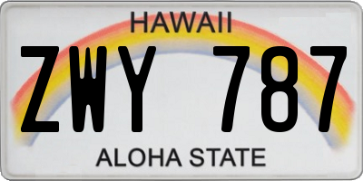 HI license plate ZWY787