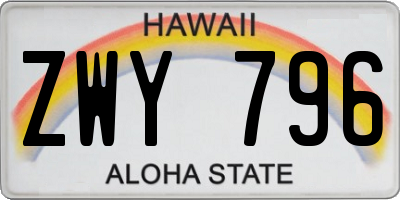 HI license plate ZWY796