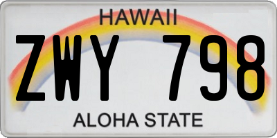 HI license plate ZWY798