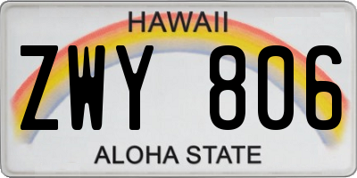 HI license plate ZWY806