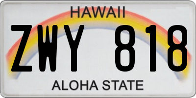 HI license plate ZWY818