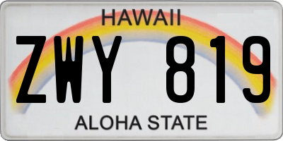 HI license plate ZWY819