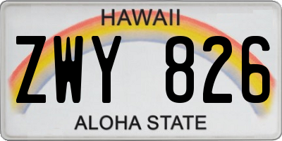 HI license plate ZWY826