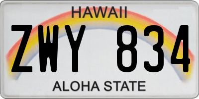HI license plate ZWY834