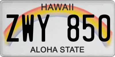 HI license plate ZWY850