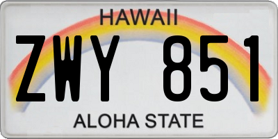 HI license plate ZWY851