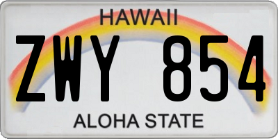 HI license plate ZWY854