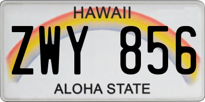HI license plate ZWY856