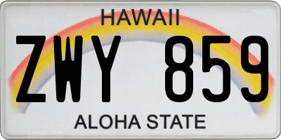 HI license plate ZWY859