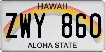 HI license plate ZWY860