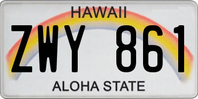 HI license plate ZWY861