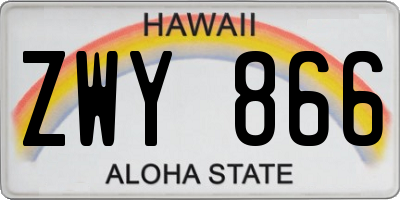 HI license plate ZWY866