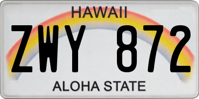 HI license plate ZWY872