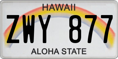 HI license plate ZWY877