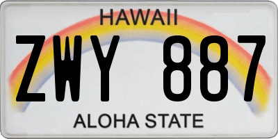 HI license plate ZWY887