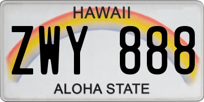 HI license plate ZWY888