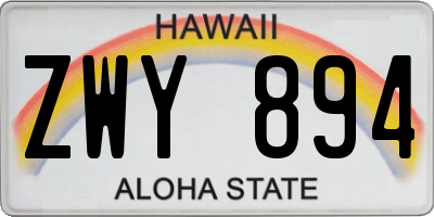 HI license plate ZWY894