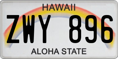 HI license plate ZWY896