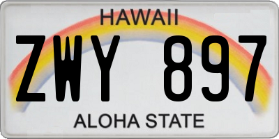 HI license plate ZWY897