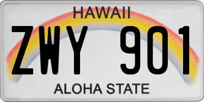 HI license plate ZWY901