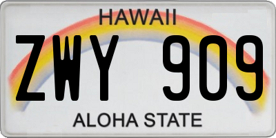 HI license plate ZWY909