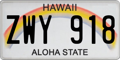 HI license plate ZWY918