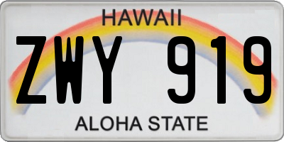 HI license plate ZWY919