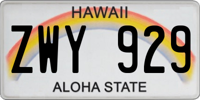 HI license plate ZWY929
